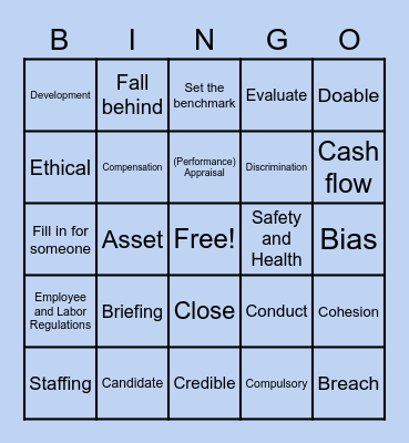 Roles Of Human Resources Bingo Card