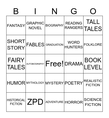 READING ROCKS! Bingo Card
