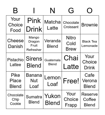 Customer Sampling Bingo Card