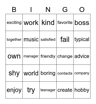 Units 1 and 2 Vocabulary Bingo Card