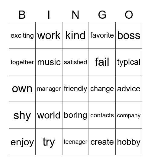 Units 1 and 2 Vocabulary Bingo Card