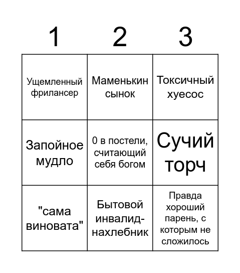БИНГО БЫВШИХ Bingo Card