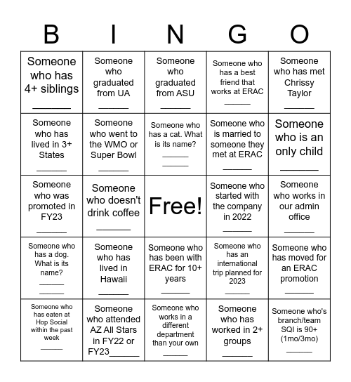 Networking BINGO Card