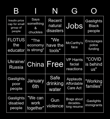 SOTU Bingo Card