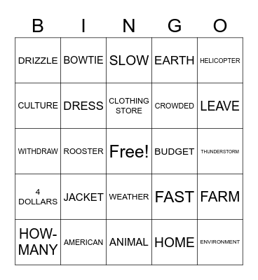 ASL 2 REVIEW PART 1 Bingo Card