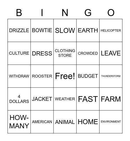 ASL 2 REVIEW PART 1 Bingo Card