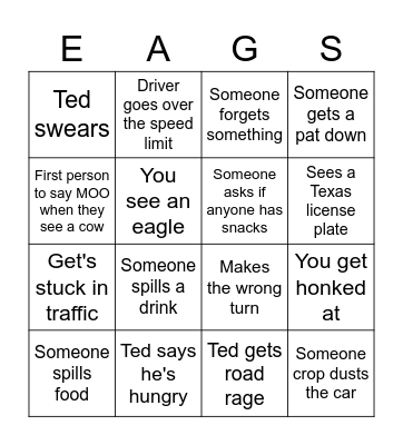 Eagle Travel Day Bingo Card