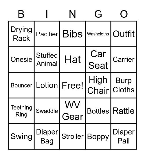 BABY SHOWER BINGO Card