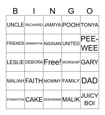 KENYATTA'S PHENOMENALLY 40TH! Bingo Card