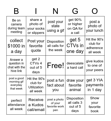 Bee Bingo ! Bingo Card