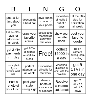 Bee Bingo ! Bingo Card