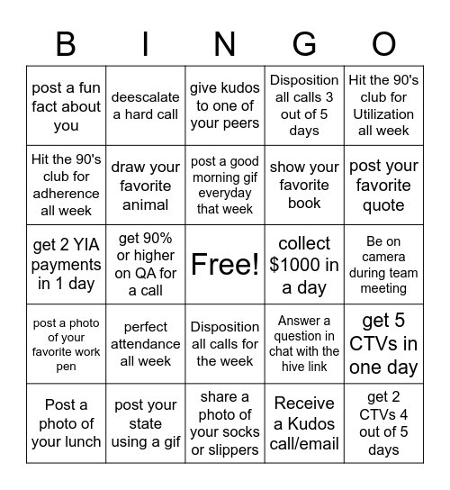 Bee Bingo ! Bingo Card