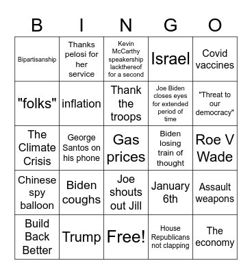 SOTU Bingo Card