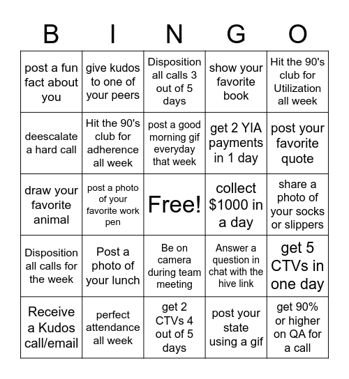 Bee Bingo ! Bingo Card