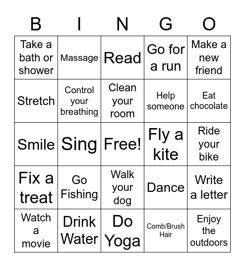 SELF-CARE Bingo Card