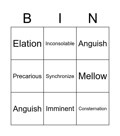 Vocab BingoEn Bingo Card