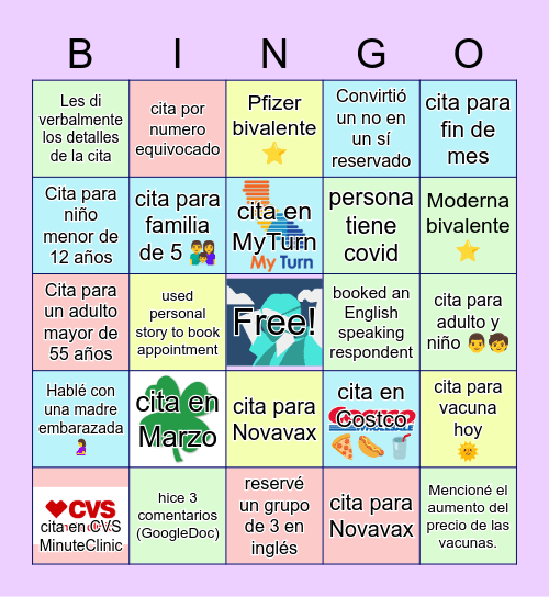 Bingo Español Bingo Card