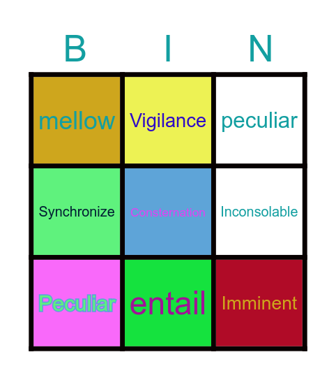 Vocab Bingo Card