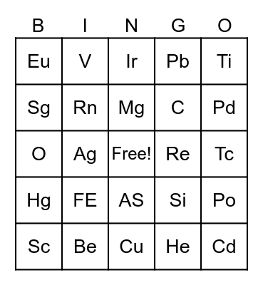 Periodic Table Day! Bingo Card