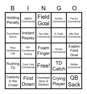 Bowl Bash Bingo Card