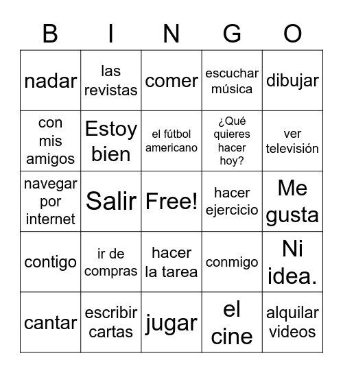 Bingo 3.1 Vocab Bingo Card