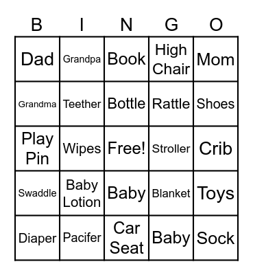 Brooklynn's Shower Bingo Card