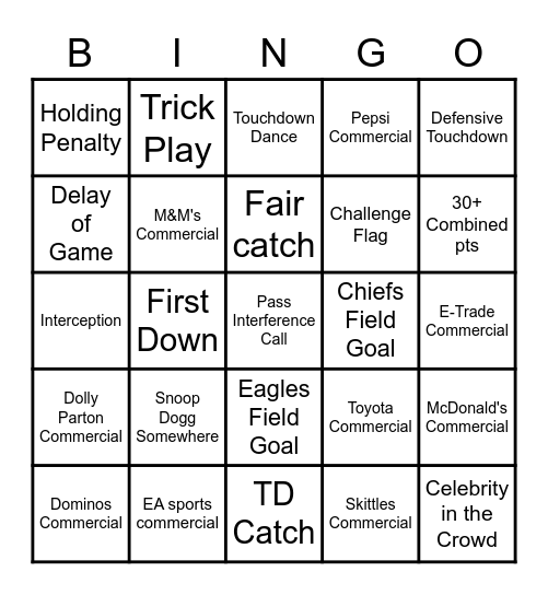 Bowl Bash Bingo Card