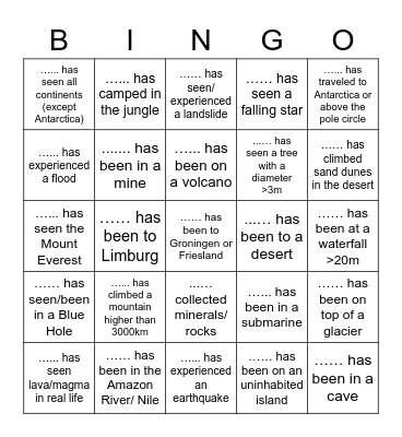 Earth System Science Bingo Card