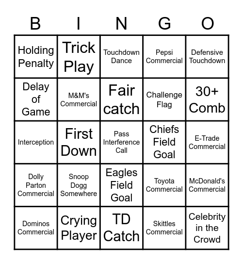 Bowl Bash Bingo Card