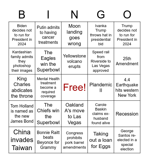 2023 Bingo Card