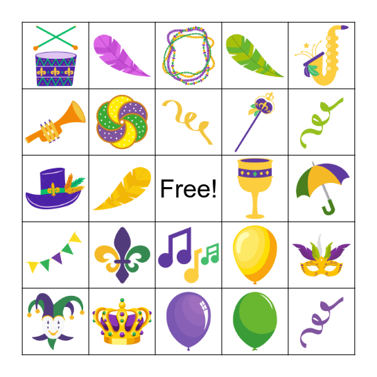 Mardi Grad Bingo Card