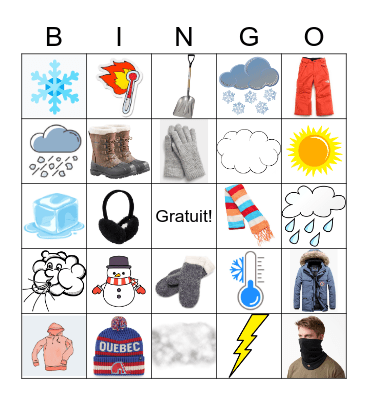 Bingo de la météo Bingo Card