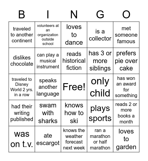 Staff Bingo Card