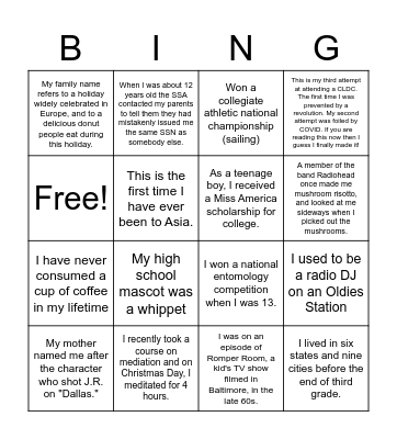 CLDC ICEBREAKER Bingo Card