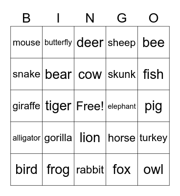 Fingerspelling Bingo Card