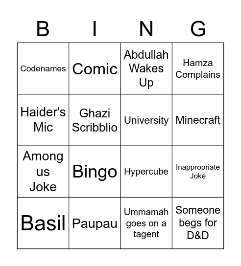 Shatter Me Bingo Card