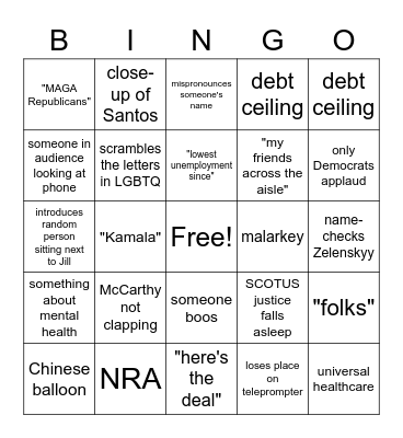 SOTU 02/07/23 Bingo Card