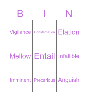 Vocabulary Bingo Card