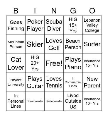 People BINGO! Bingo Card