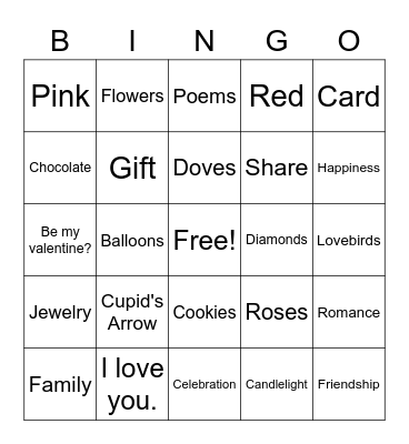 Valentine's Day Bingo Card