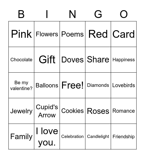 Valentine's Day Bingo Card