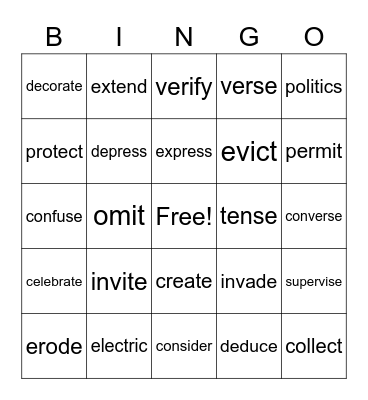 make these words into nouns-tion sion cian Bingo Card