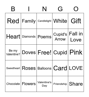 Valentine's Day Bingo Card