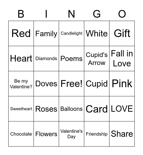 Valentine's Day Bingo Card