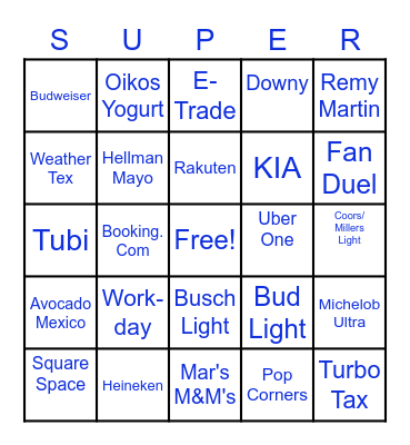 SUPER BOWL 2023 Bingo Card