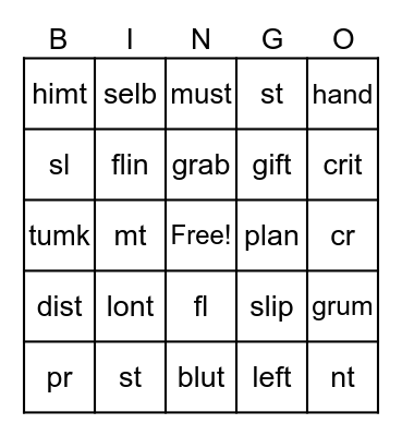 SKILL 4 (letter blends) Bingo Card