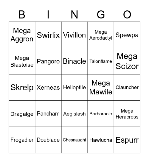 Nicklu round 2 [Gen 6] Bingo Card