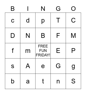 Alphabet Bingo Card