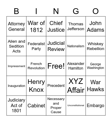 Ch. 8/9 Vocab Bingo Card