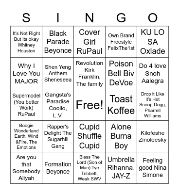 BHM Singo Bingo Card